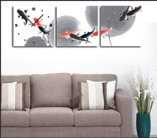 创意设计 装饰画与挂钟巧妙融为一体