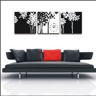 创意设计 装饰画与挂钟巧妙融为一体