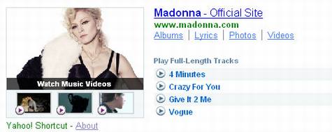 Yahoo支持音乐搜索和播放