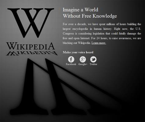 Google首页抗议反盗版法案