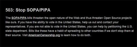 Google首页抗议反盗版法案