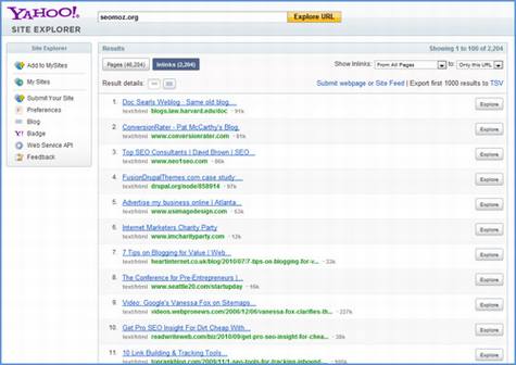 Yahoo Site Explorer关闭
