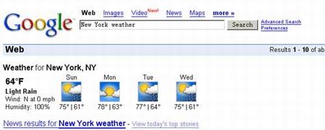 关于Google的天气查询的问题