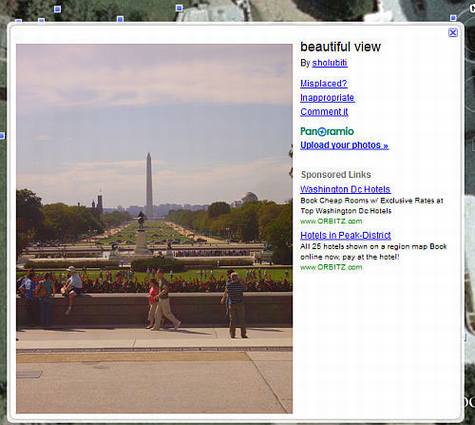 Google Earth图片地标出现Google广告
