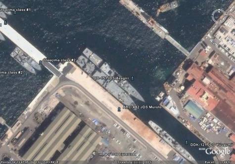 Google Earth下的日本海军驱逐舰