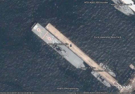 Google Earth下的日本海军驱逐舰