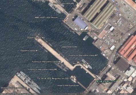 Google Earth下的日本海军潜艇