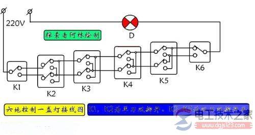 墙上8根线接单控一开五孔控制灯的方法