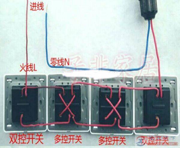 一文看懂一灯四开关怎么接线,附一灯四控开关接实物线图