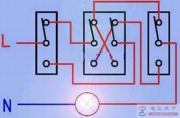 单开三控开关怎么接线,附一例单开三控开关的接线图