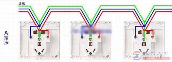 多个插座并排怎么接线,附插座并排的电路接线图