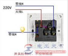 电灯开关怎么接插座,一例电灯开关改插座的接线图