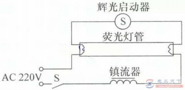 一例机柜荧光灯的照明电路图