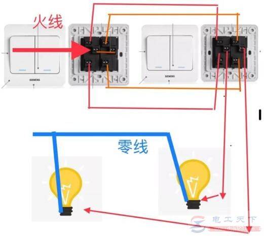 实例学习单开双控开关与双开双控开关的接线方法