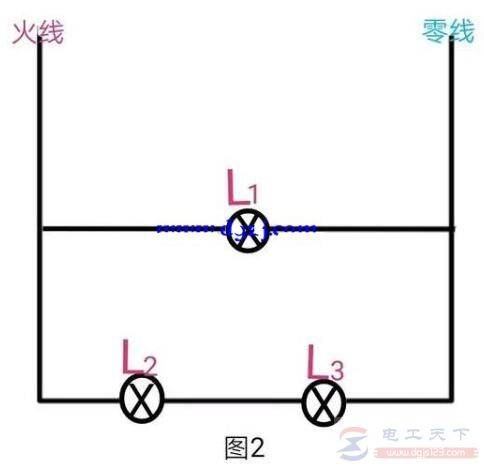3个白炽灯有一个没接零线也会亮是什么原因