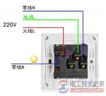 五孔一开关插座接线方法图解