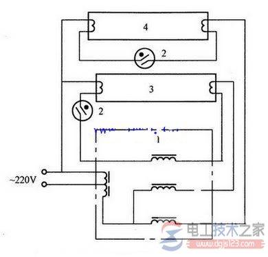 双日光灯移相接线的电路特点