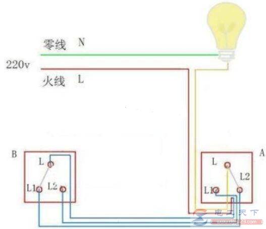 单控开关改双控很简单,多加一条线就可以