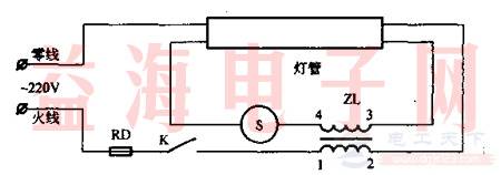 四经镇流器荧光灯的工作原理及快速启辉的电路原理