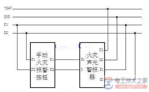 三例消防声光报警器的接线图