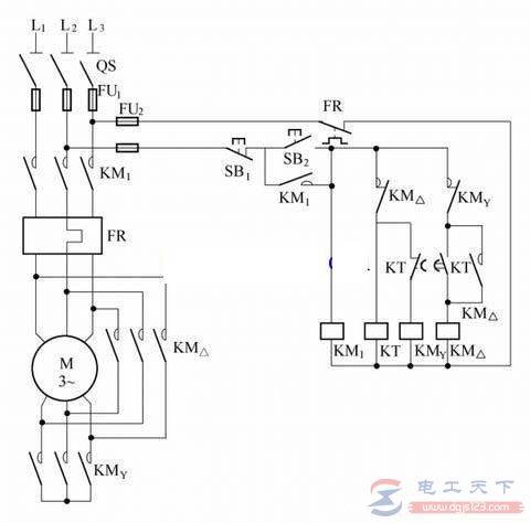一例正反转星三角降压启动的电路图,带接触器联锁的正反转接线图