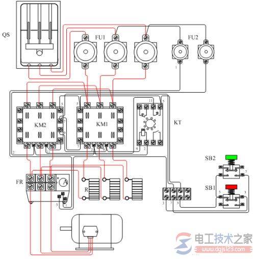 电动机定子串电阻降压启动接线图
