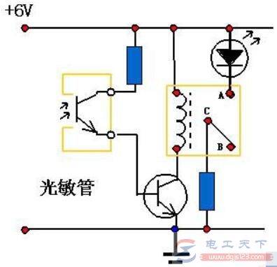 一例自制12v光控开关的电路图