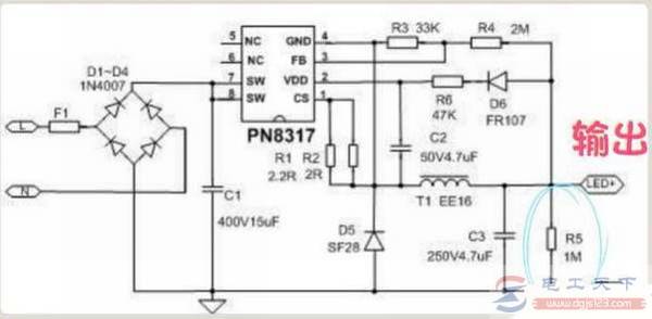 一例简单的LED恒流电源电路