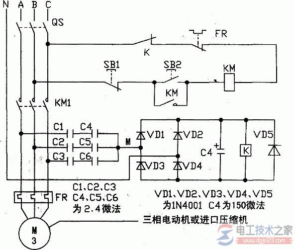 三相交流电机缺相保护器接线图及工作原理