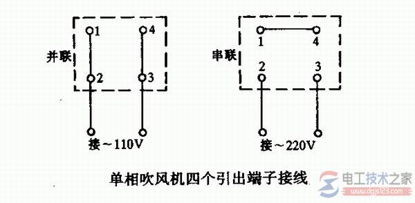 一例单相吹风机的接线图