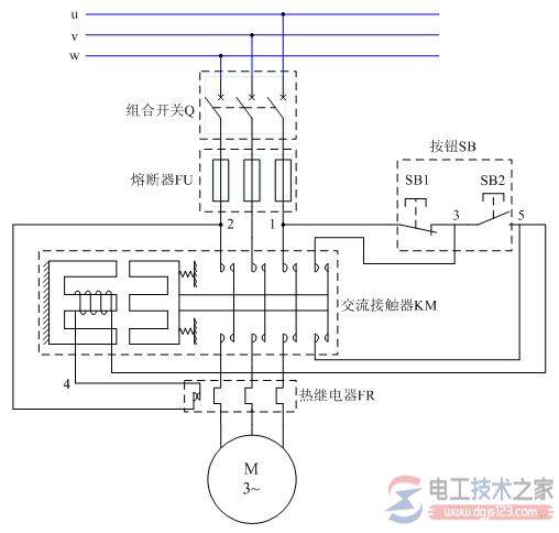 电动机直接起动的电气原理图:控制线路结构图到电气原理图