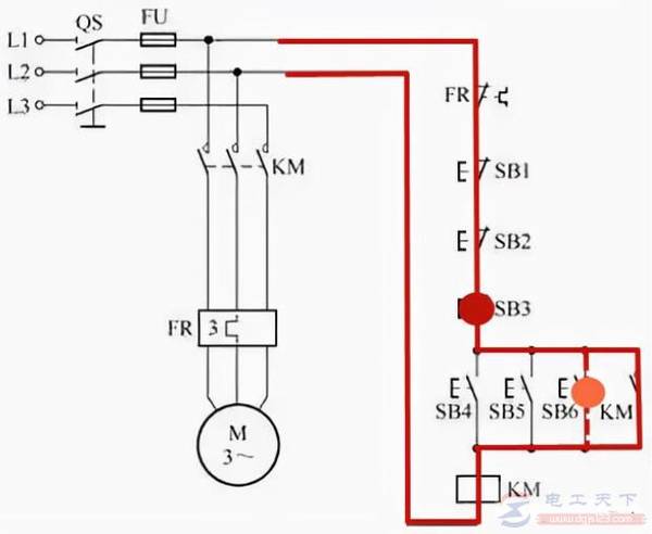 一例多地启停控制电路的工作原理