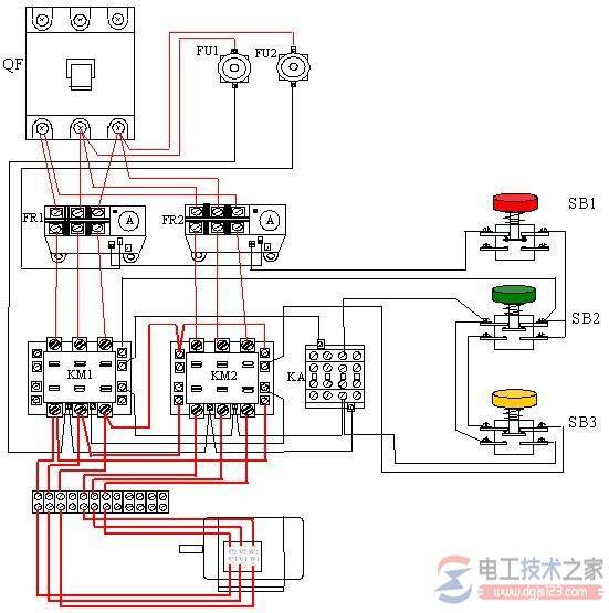 交流接触器控制双速电动机电气原理图与接线方法