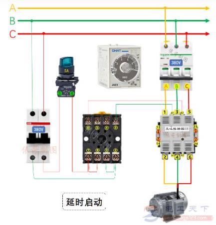 时间继电器怎么接线,一张实物接线图看一看