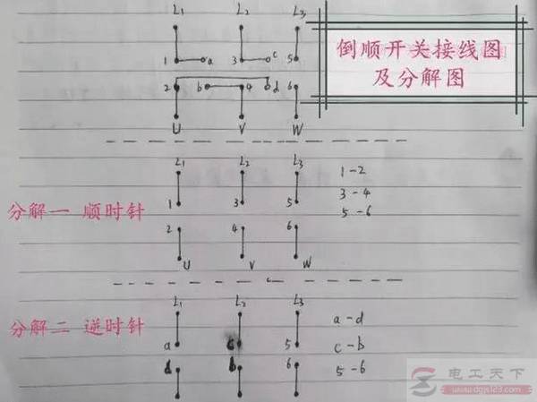 电机倒顺开关怎么接线,先看明白倒顺开关的工作原理