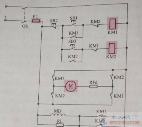 一例直流电动机正反转的控制线路