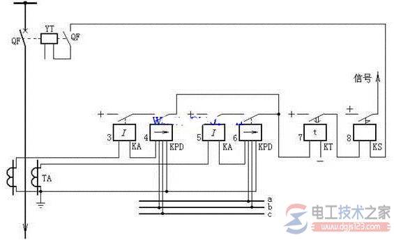 方向过电流保护的接线图与工作原理