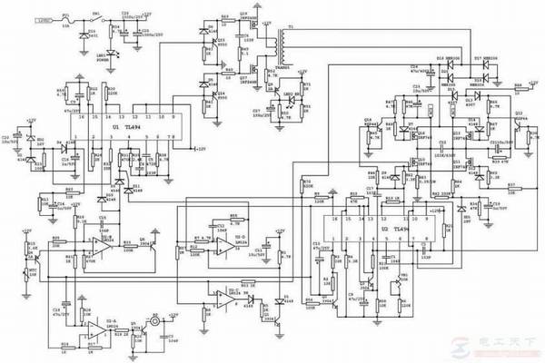 一例车载逆变器的电路原理图,车载逆变器各部分的作用说明