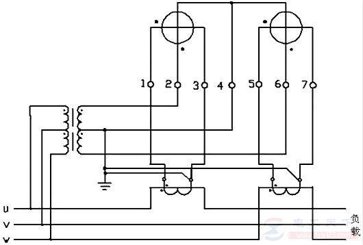 高压三相三线电能表经电压互感器与电流互感器的接线方法