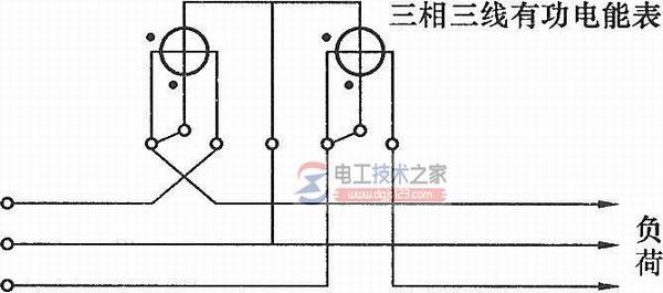 三相三线有功电能表第一相电流极性接反的错误接线图