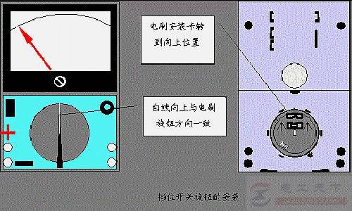 万用表安装电刷旋钮与档位的操作过程